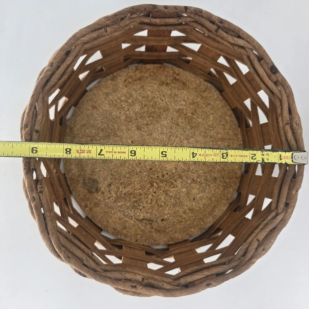 Vintage Pyrex Woven Wood Casserole Basket Round Trivet Holder Brown 9.5 Inch